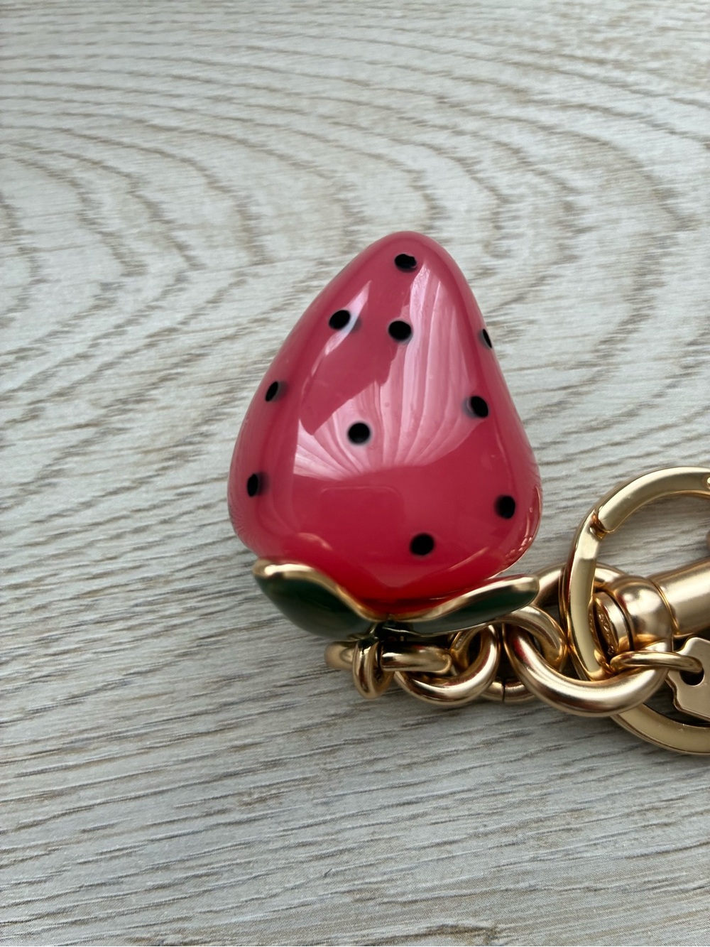 Coach X Observed By Us Strawberry Resin Gold Bag Charm - Picture 3 of 5